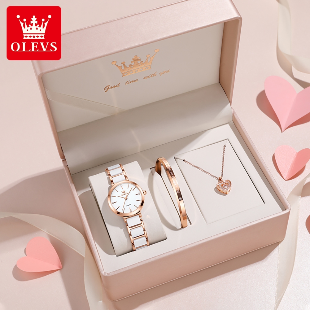 Luxury Gift Set - Jam Tangan Wanita OLEVS 5877 Mewah