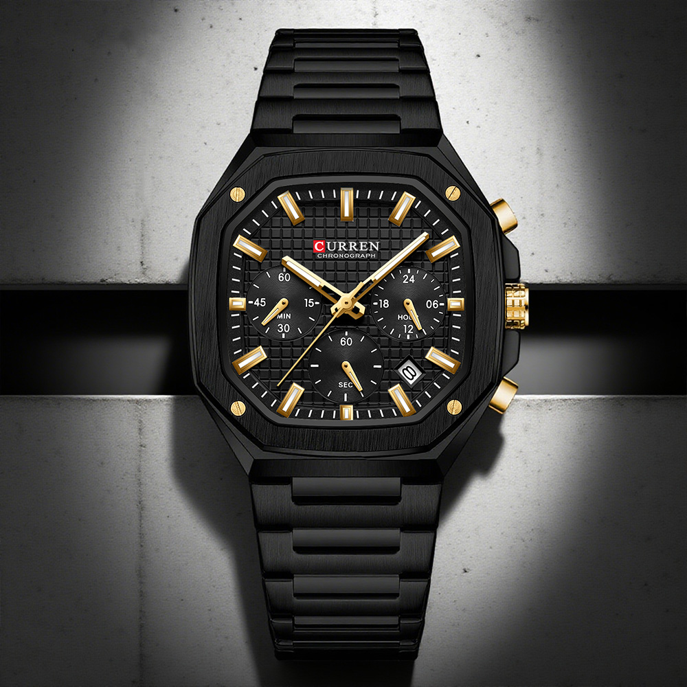 Luxury Watch Men - CURREN Jam Tangan Chrono Persegi Mewah