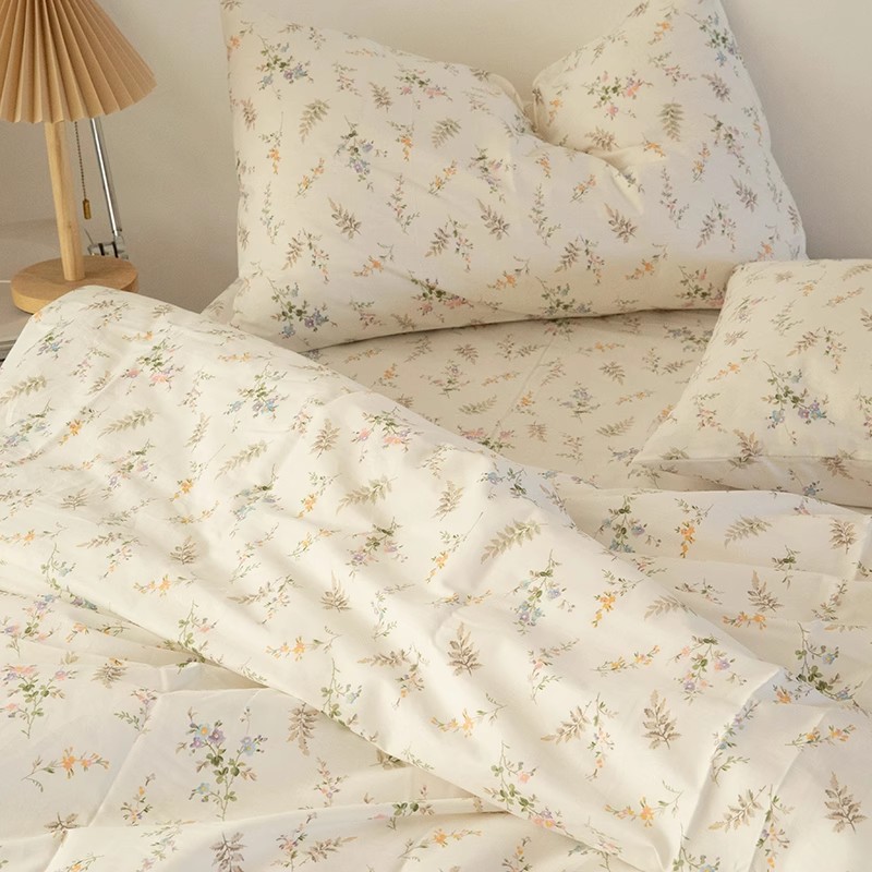 Silk Pillowcase - Set Sprei Motif Bunga Pastoral Segar