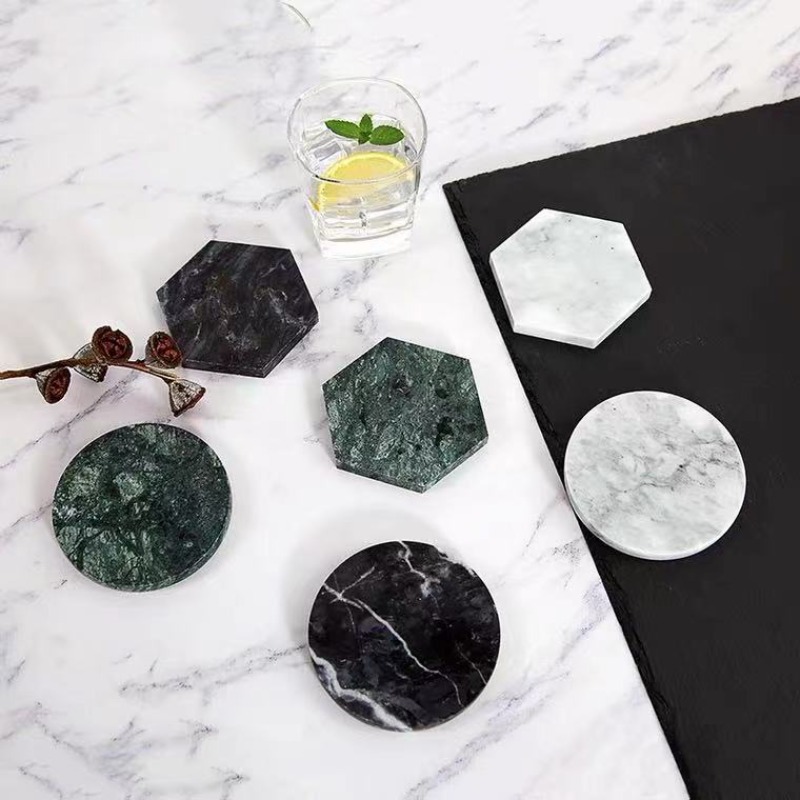 1 buah coaster marmer bulat an - Marble Coaster Set ulasan dan harga