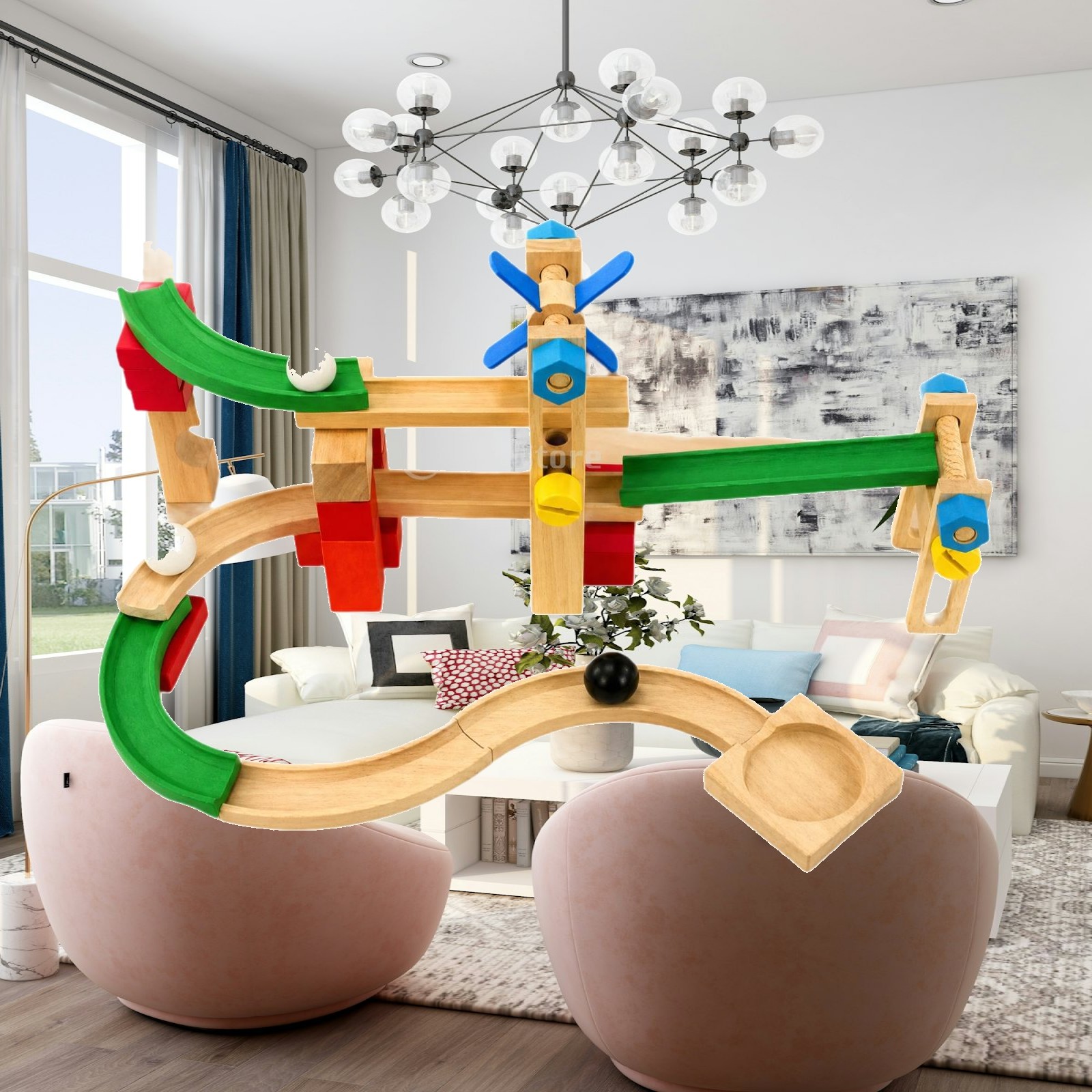 Set Mainan Balok Kayu untuk Me - Marble Coaster Set ulasan dan harga