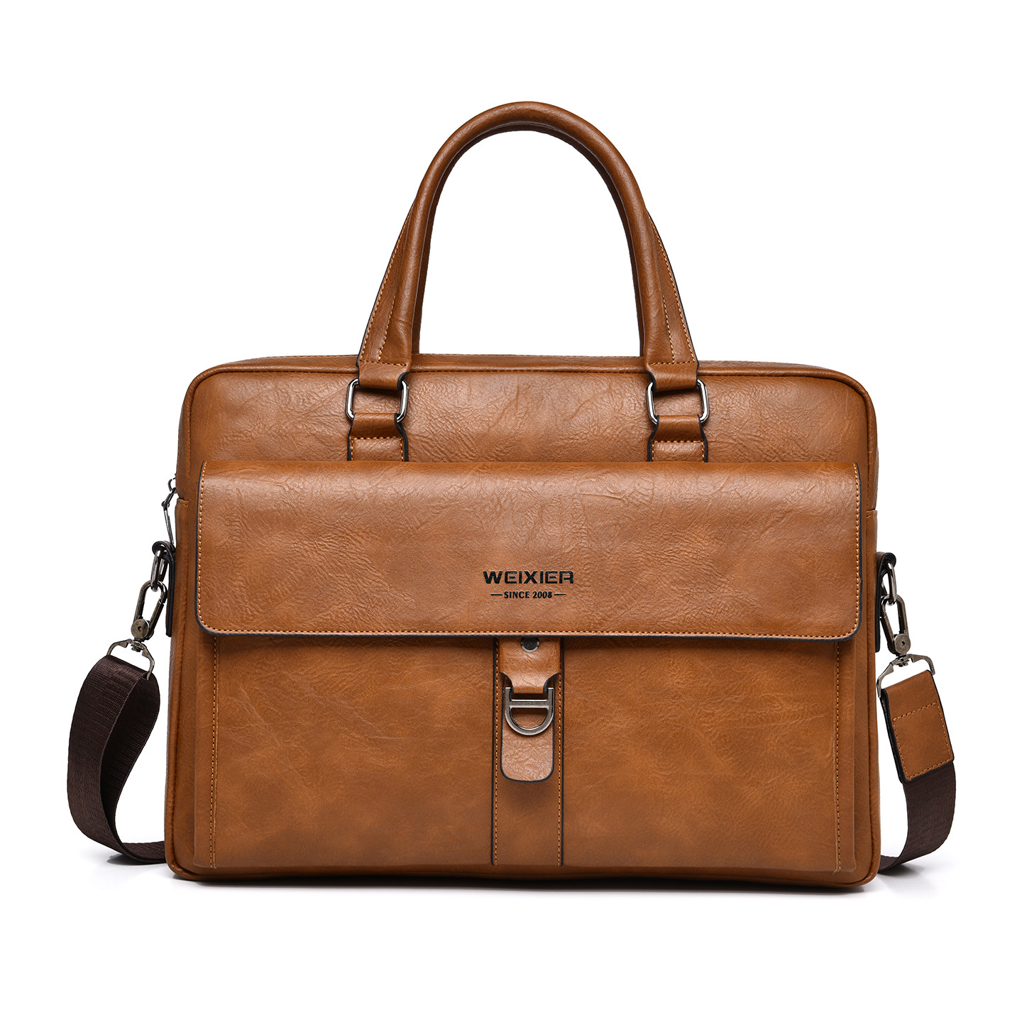 Tas Kerja Pria Kulit PU Coklat - Leather Briefcase ulasan dan harga