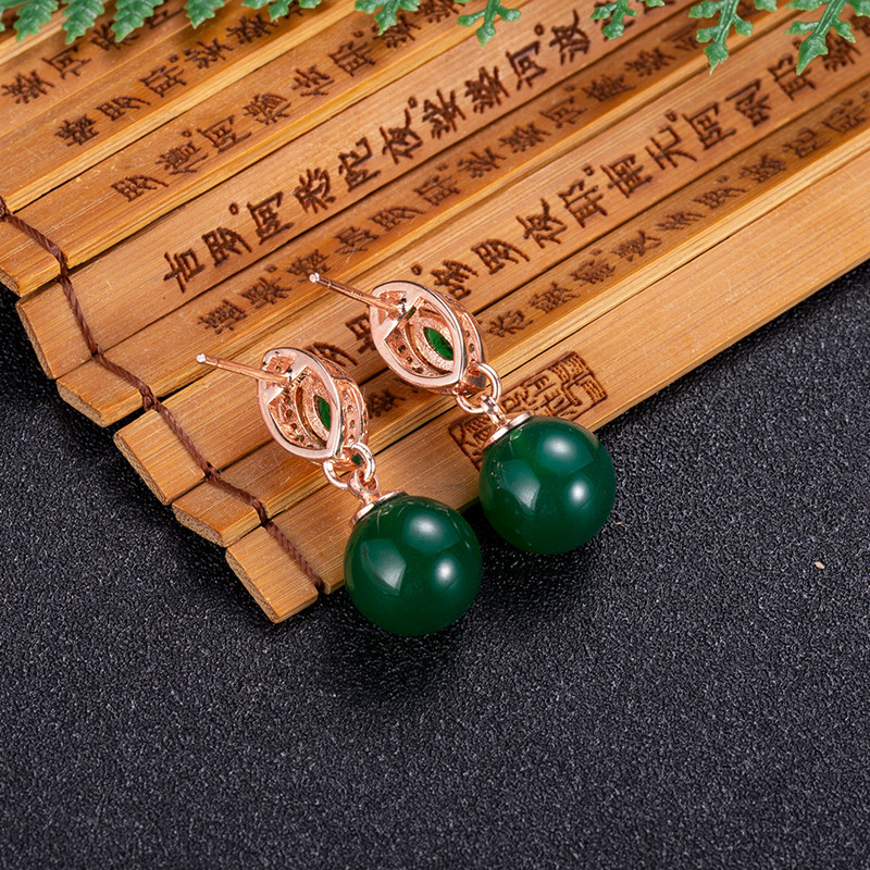 Anting-anting manik-manik giok - Gold Plated Jewelry ulasan dan harga